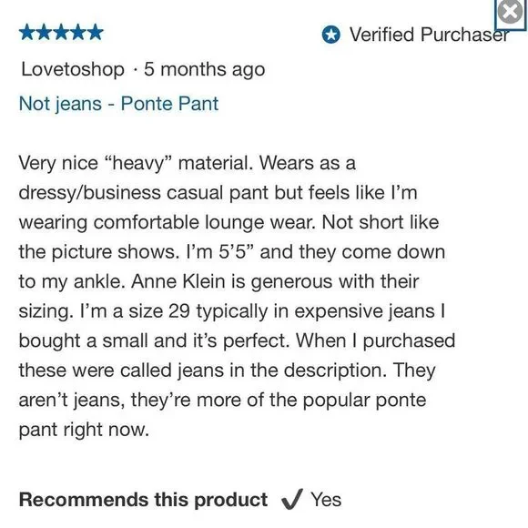 NEW! Anne Klein Ladies Tummy Control Ponte Mid-Weight Pant - Picture 5 of 16